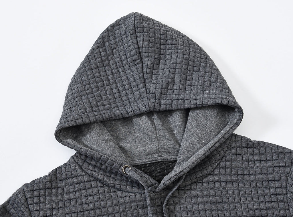 Weilanxin Mens Hooded Sweatshirt Casual Long Sleeve Drawstring Waffle Knit Pullover Hoodies Deepgrey L