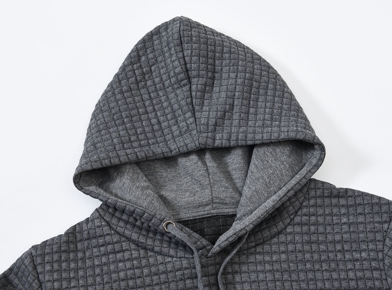Weilanxin Mens Hooded Sweatshirt Casual Long Sleeve Drawstring Waffle Knit Pullover Hoodies Deepgrey L
