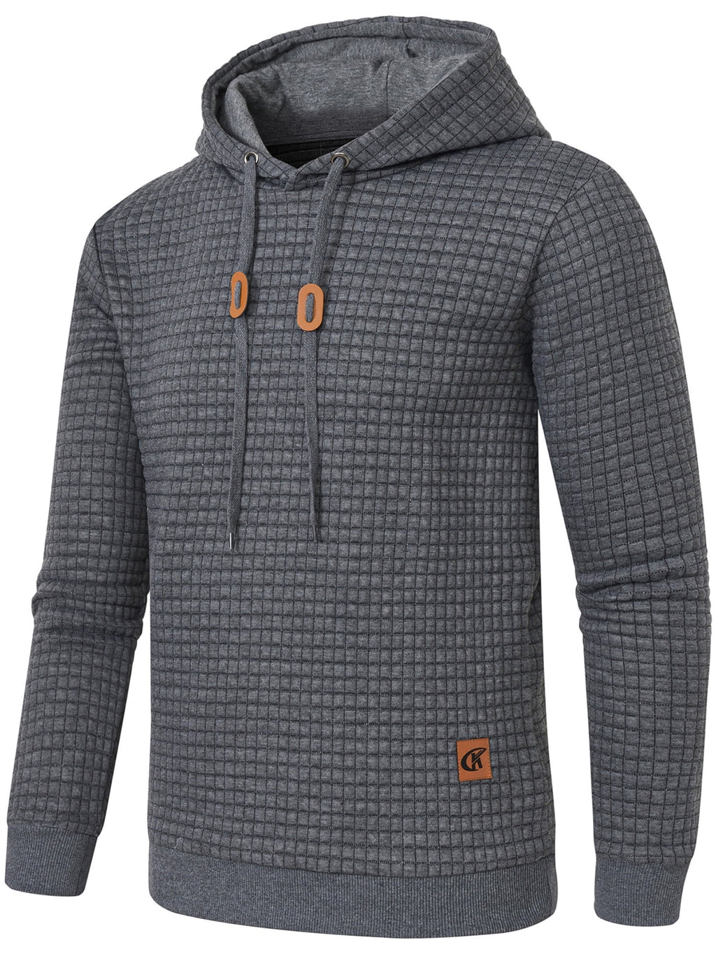Weilanxin Mens Hooded Sweatshirt Casual Long Sleeve Drawstring Waffle Knit Pullover Hoodies Deepgrey L